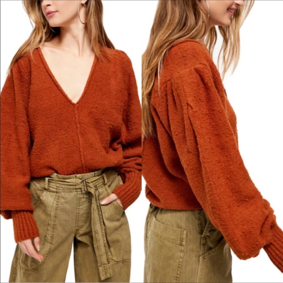 Free People Sweaters - FREE PEOPLE Reverie V-Neck Sweater S Burnt Butter